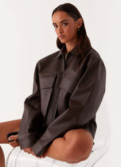 Lula Faux Leather Bomber Jacket