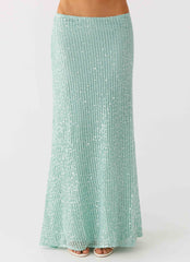 Amoura Sequin Low Rise Maxi Skirt