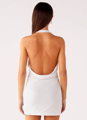 Back Cut Out Beaded Sequins Mini Dress