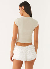 Blair Cap Sleeve Buttoned Top