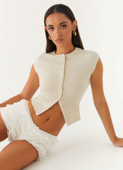 Blair Cap Sleeve Buttoned Top