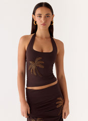 Brienne Beaded Halter Top