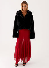 Carys Cropped Faux Fur Jacket