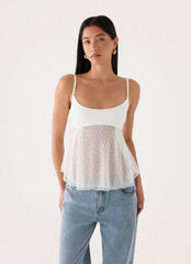 Elsie Mesh Polka Dot Top