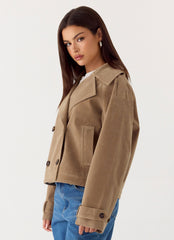 Evan Faux Suede Short Trench Jacket