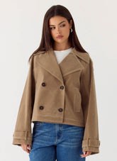 Evan Faux Suede Short Trench Jacket