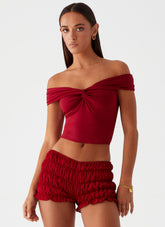 Girls Like Us Ruched Mini Shorts