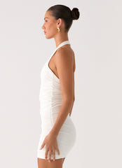 Gloves Up Halter Mini Dress