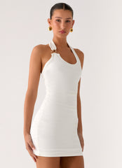 Gloves Up Halter Mini Dress