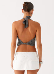 Hot Shot Studded Denim Mini Skort