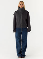 Kaiden Faux Wool Bomber Jacket