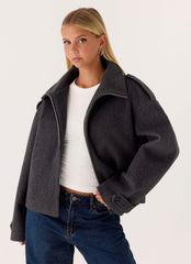 Kaiden Faux Wool Bomber Jacket