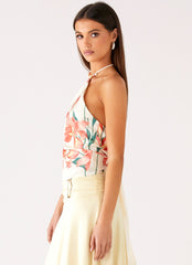 Loreta Beaded Tie Back Top