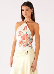 Loreta Beaded Tie Back Top