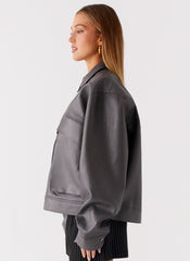 Lula Faux Leather Bomber Jacket
