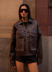 Lula Faux Leather Bomber Jacket