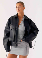 Lula Tassle Faux Leather Bomber Jacket