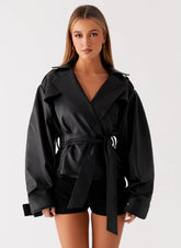 Midtown Faux Leather Trench