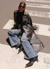 Out On The Town Faux Leather Midi Trench