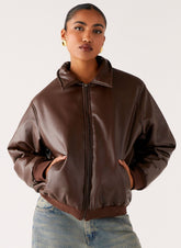 Outlands Faux Leather Bomber Jacket