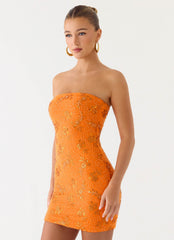 Push Back Beaded Sequin Mini Dress