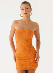 Push Back Beaded Sequin Mini Dress