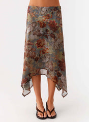 Rosewood Low Rise Midi Skirt