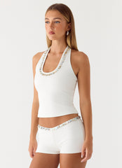 Rosmunda Beaded Halter Top