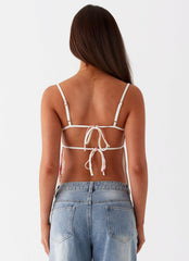 Rosy Linen Backless Top