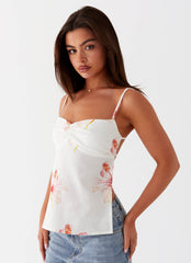 Rosy Linen Backless Top