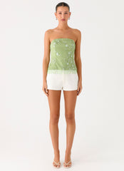 Sea Garden Beaded Strapless Top