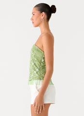Sea Garden Beaded Strapless Top