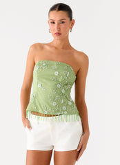 Sea Garden Beaded Strapless Top