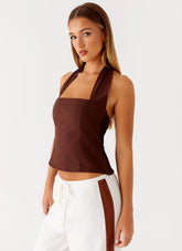 Sunflare Linen Halter Top