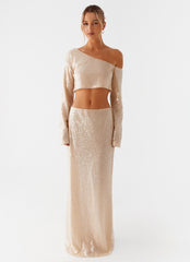 Wisteria Low Rise Sequin Maxi Skirt