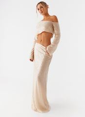 Wisteria Low Rise Sequin Maxi Skirt
