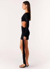 Wrapped Asymmetrical Mesh Dress