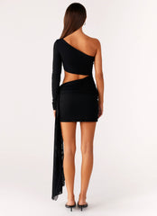 Wrapped Asymmetrical Mesh Dress