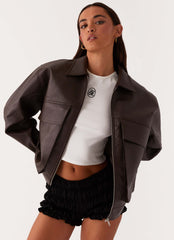 Lula Faux Leather Bomber Jacket
