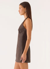 Agneta Halter Linen Mini Dress