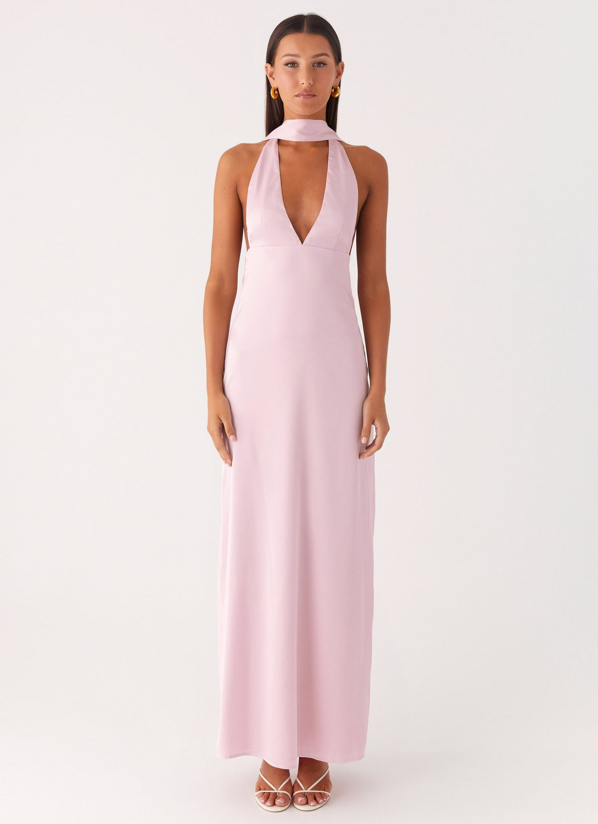 Alicia Satin Halter Maxi Dress
