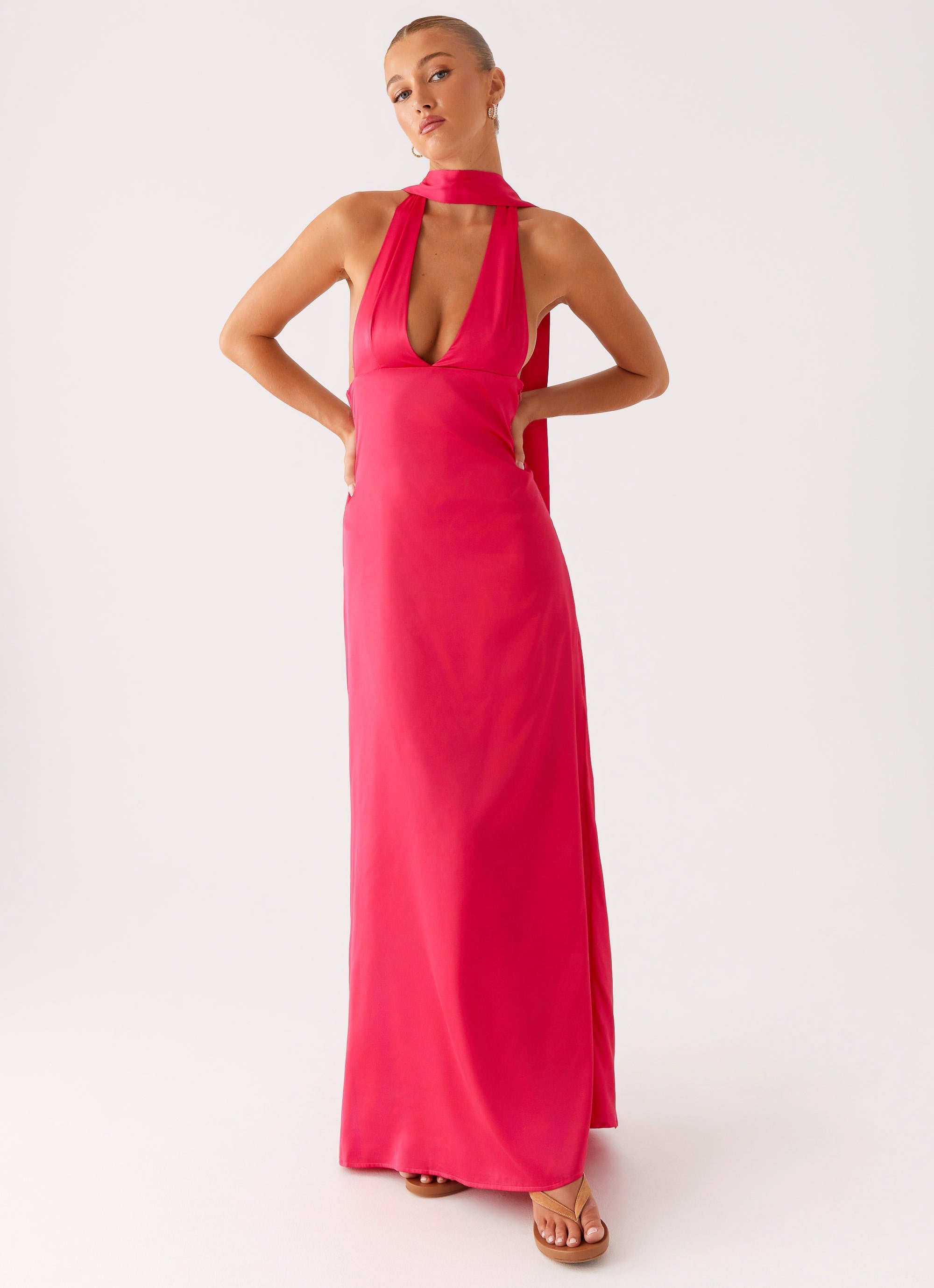 Alicia Satin Halter Maxi Dress