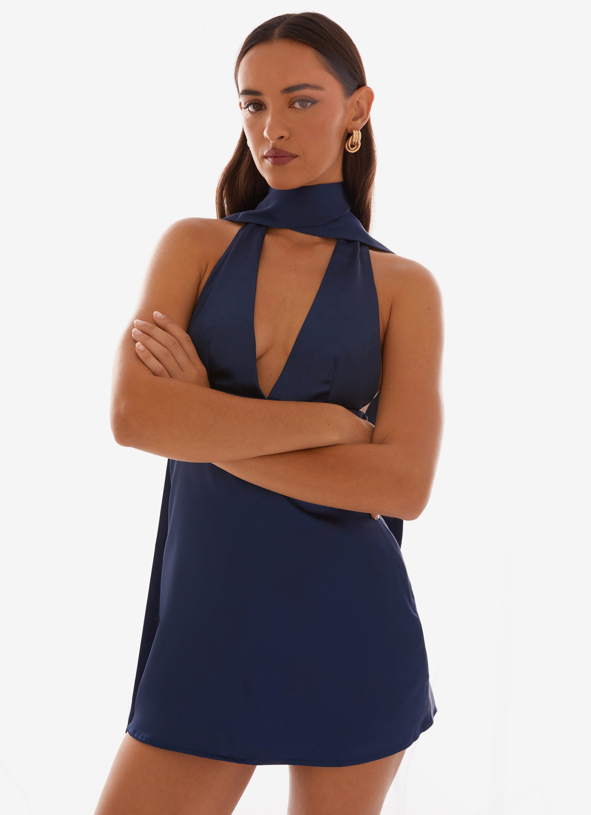 Alicia Satin Halter Mini Dress