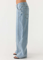 Johnny Low Rise Wide Leg Denim Jeans
