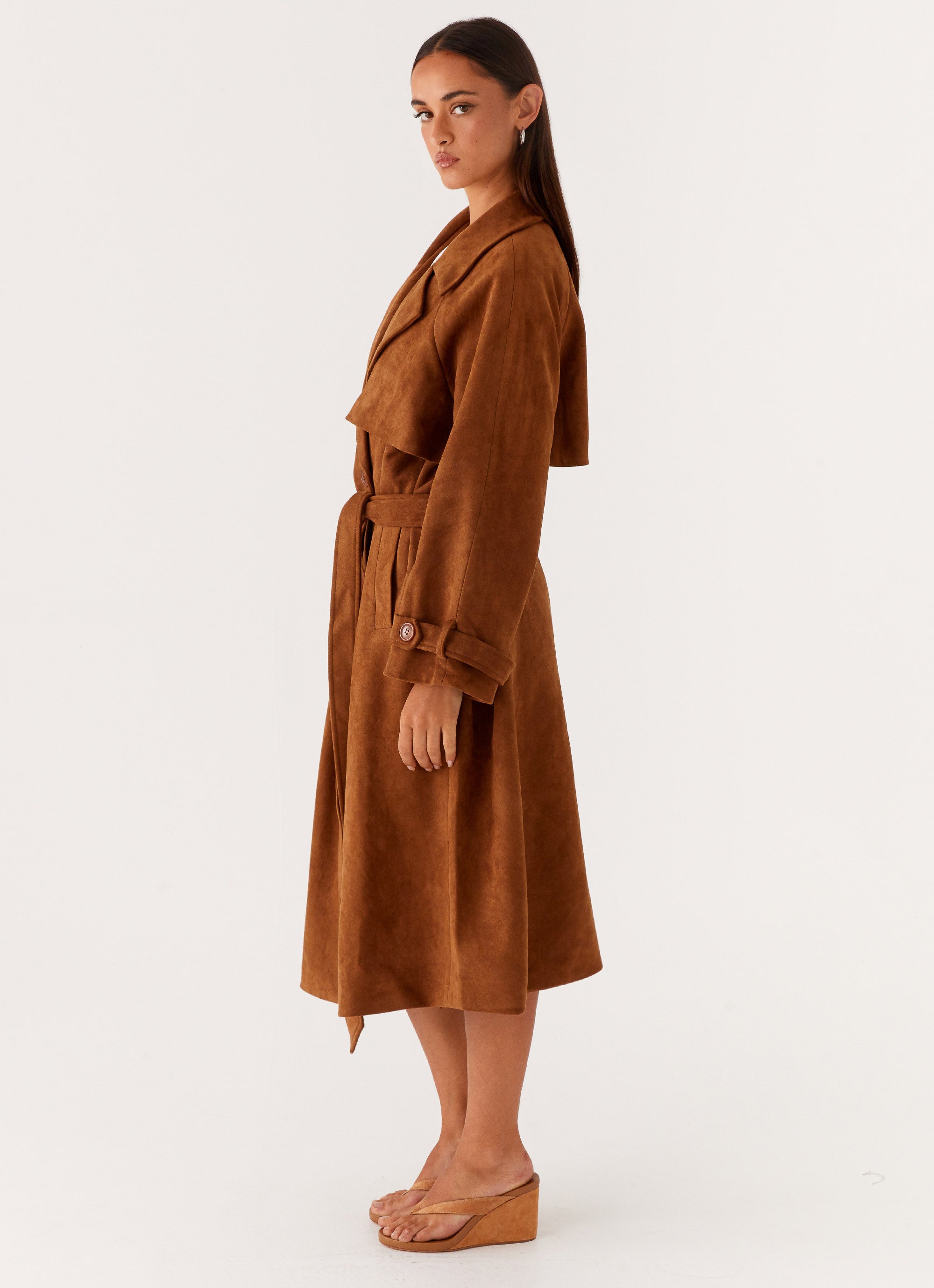 Bridie Faux Suede Trench Coat