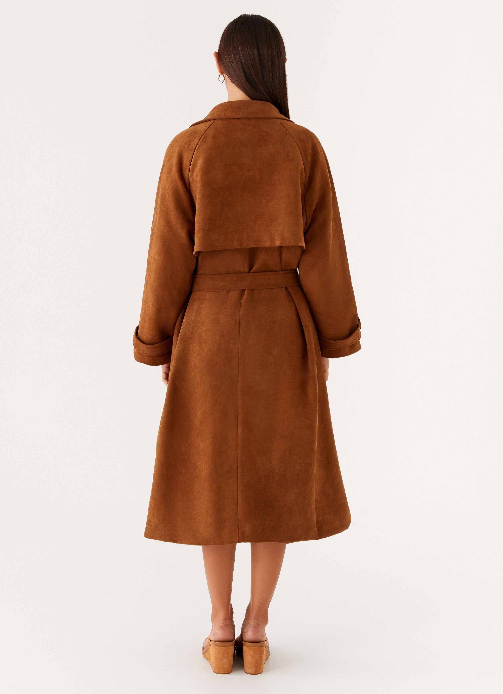 Bridie Faux Suede Trench Coat