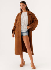 Bridie Faux Suede Trench Coat