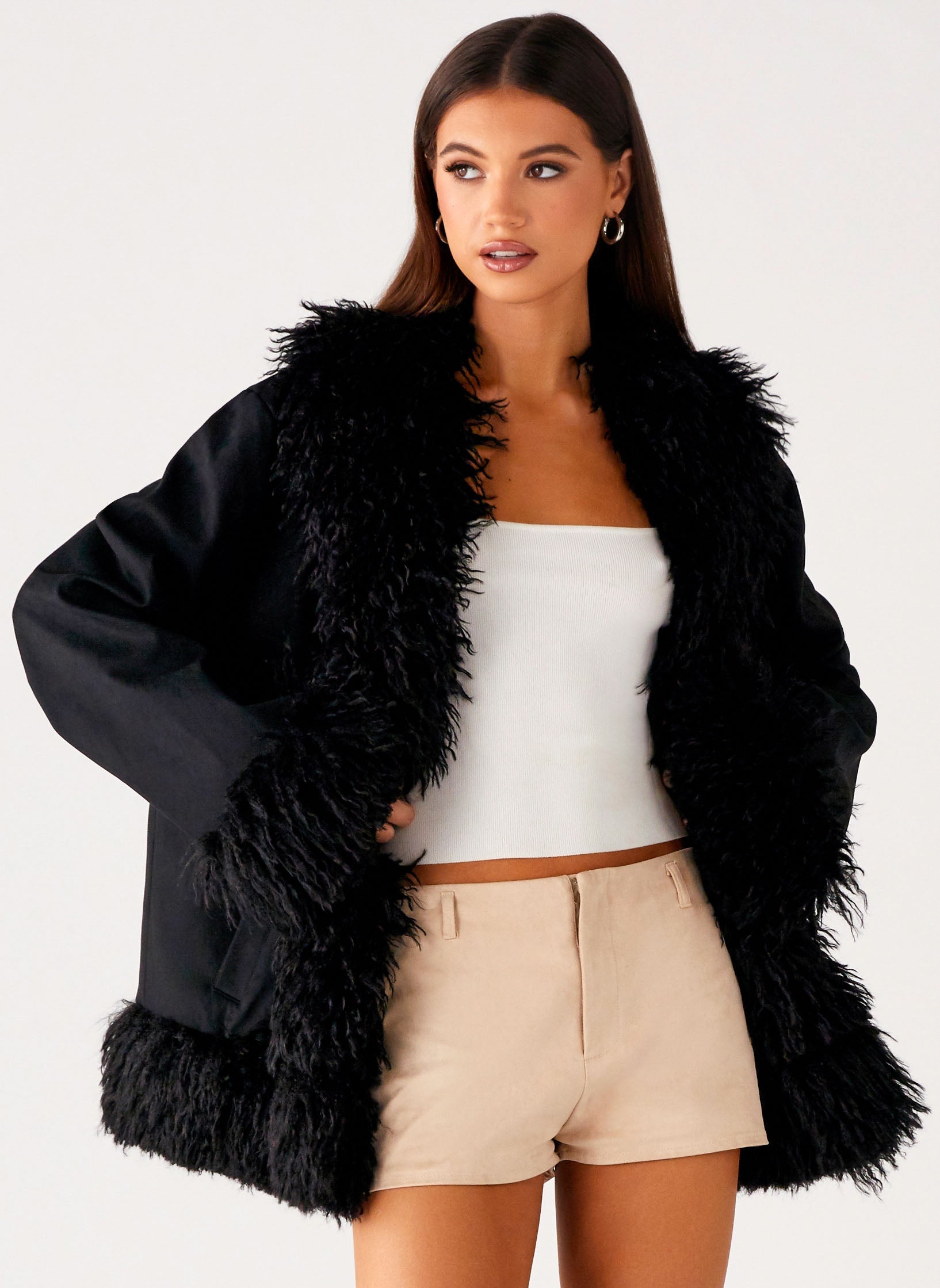 Carmelita Faux Fur Trim Jacket