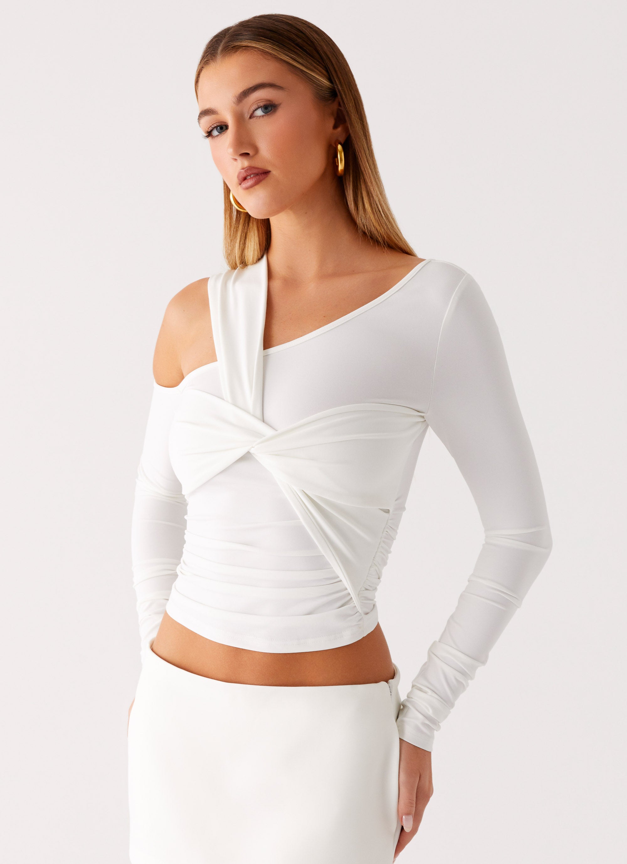 Cloud Kiss Asymmetric Long Sleeve Top