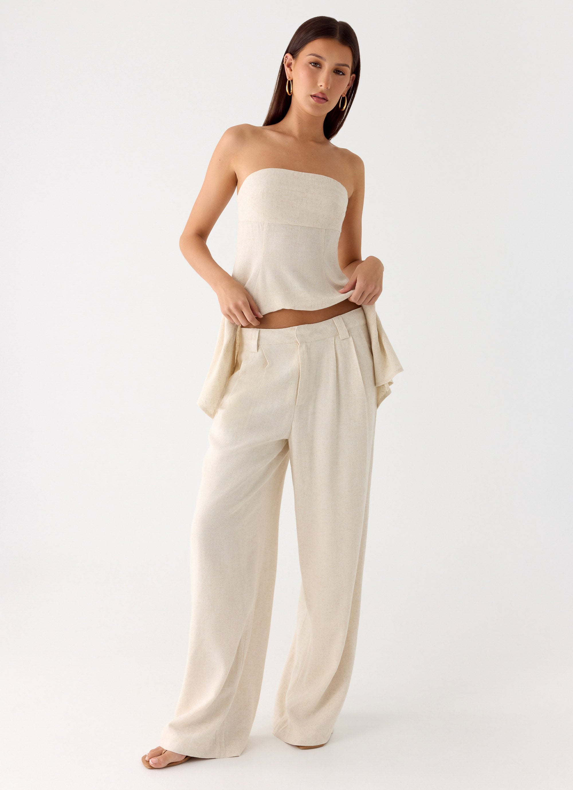 Delong Low Rise Linen Pants